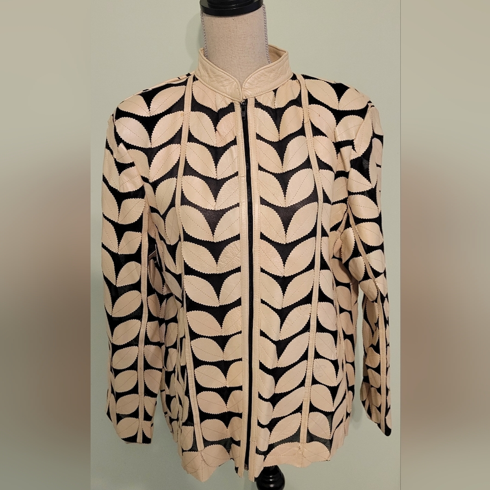 (B) Leather Jacket Leaf Design for Genuine Lambskin